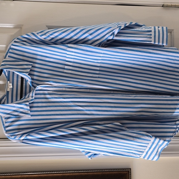 A.N.A BRAND WOMEN'S PLUS SIZE BLUE & WHITE FRONT BUTTON OVERSIZED SHIRT SIZE 2X - Picture 1 of 16